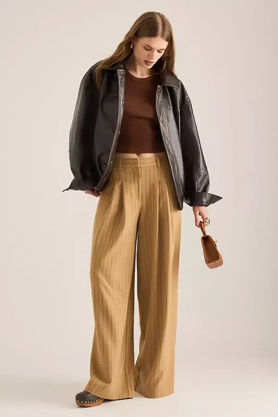 Maeve The Avery Pleated Trousers By : Pinstripe Edition In Brown