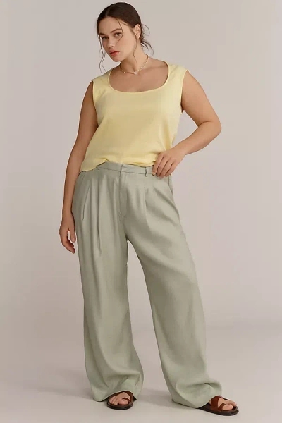 Maeve The Avery Pleated Wide-leg Trousers By : Linen Edition Pants In Green