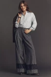 Maeve The Avery Pleated Wide-leg Tweed Lace Trousers By  Pants In Gray