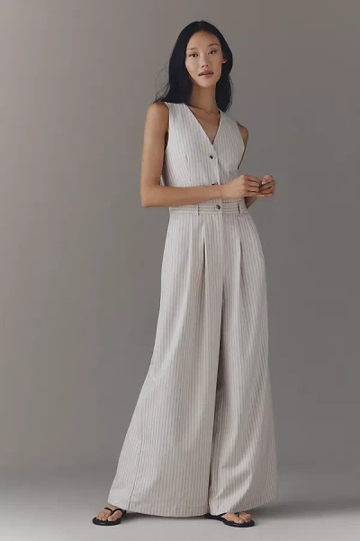 Maeve The Avery Wide-leg Pleated Jumpsuit By  In Gray