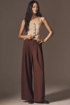Maeve The Avery Wide-leg Pleated Trousers By  Pants In Brown