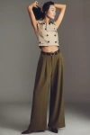 Maeve The Avery Wide-leg Pleated Trousers By  Pants In Green