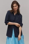 Maeve The Bennet Buttondown Shirt By : Linen Edition In Blue