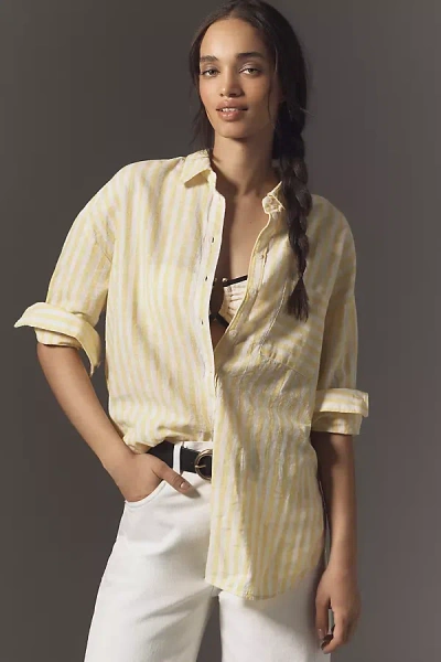 Maeve The Bennet Buttondown Shirt By : Linen Edition In Yellow