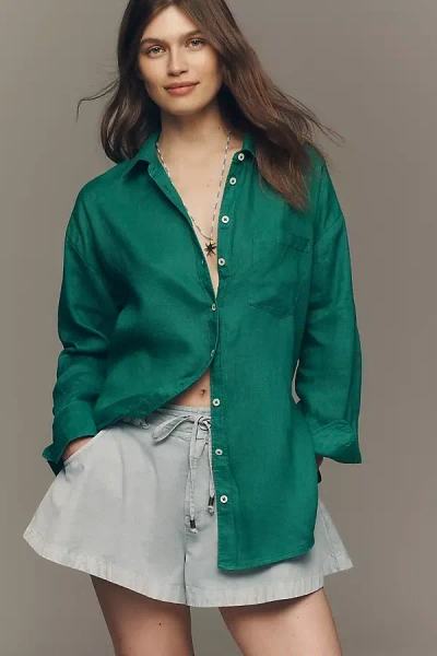 Maeve The Bennet Linen Buttondown Shirt By  In Green