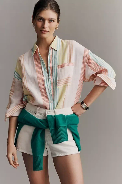 Maeve The Bennet Linen Buttondown Shirt By  In Pink