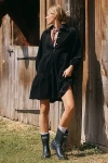 Maeve The Bettina Corduroy Tiered Mini Shirt Dress By  In Gray