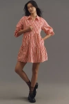 Maeve The Bettina Tiered Mini Shirt Dress By  In Red