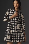 Maeve The Bettina Tiered Mini Shirt Dress By  In Grey