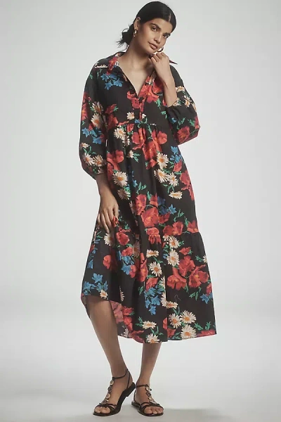 Maeve The Bettina Tiered Shirt Dress By  In Brown