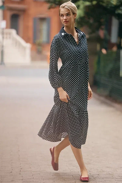 Maeve The Bettina Tiered Shirt Dress By  In Black