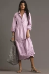 Maeve The Bettina Tiered Shirt Dress By : Eyelet Edition In Purple