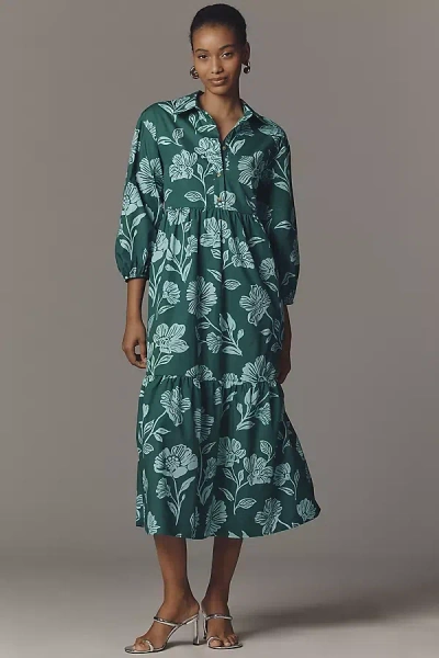 Maeve The Bettina Tiered Shirt Dress By  In Multi