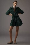 Maeve The Bettina Tiered Shirt Dress By : Mini Corduroy Edition In Green