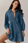 Maeve The Bettina Tiered Shirt Dress By : Denim Mini Edition In Blue