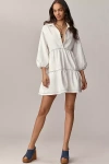 Maeve The Bettina Tiered Shirt Dress By : Denim Mini Edition In White