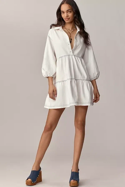 Maeve The Bettina Tiered Shirt Dress By : Denim Mini Edition In White