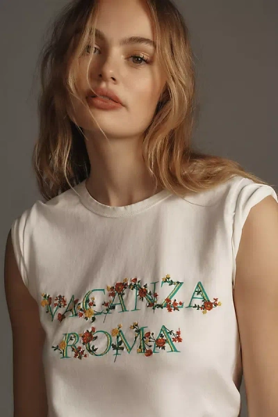 Maeve The Blair Baby Tee By : Embroidered Edition In White