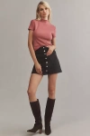 Maeve Ribbed Mock-neck Baby Tee In Pink