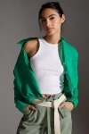 Maeve The Blair Stretch Cotton Crop Racerback Tank Top In White