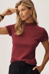 Maeve The Blair Stretch Cotton Short-sleeve Baby Tee By  In Burgundy