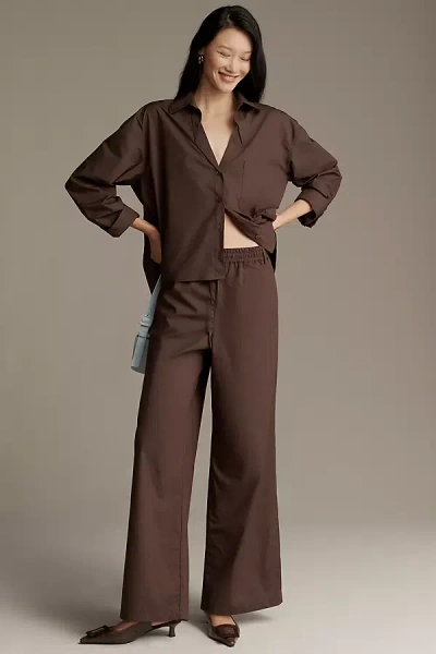 Maeve The Brooklin Poplin Tie-front Pull-on Pants By  In Brown