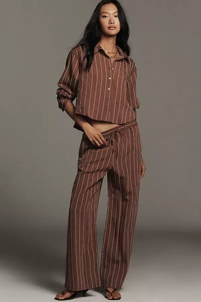 Maeve The Brooklin Tie-front Printed Pull-on Pants By  In Brown