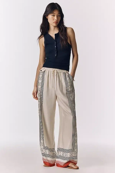 Maeve The Brooklin Tie-front Printed Pull-on Pants By  In Blue
