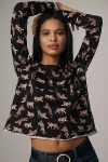Maeve Long-sleeve Printed Top In Black