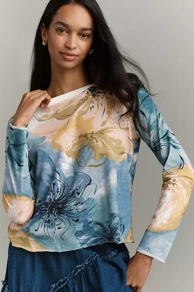 Maeve The Caitlin Boxy Tee By : Long-sleeve Edition In Blue