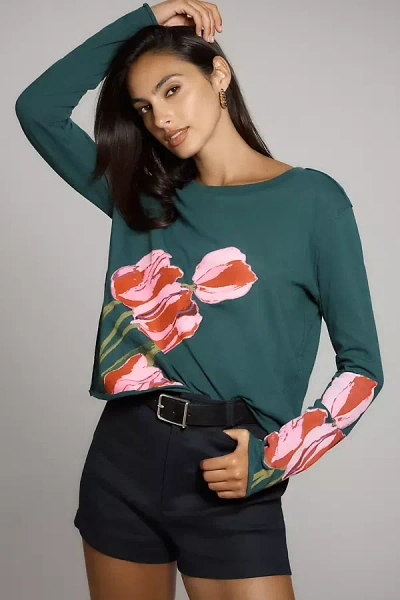 Maeve The Caitlin Boxy Tee By : Long-sleeve Edition In Blue
