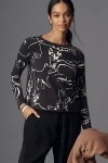 Maeve The Caitlin Boxy Tee By : Long-sleeve Edition In Grey