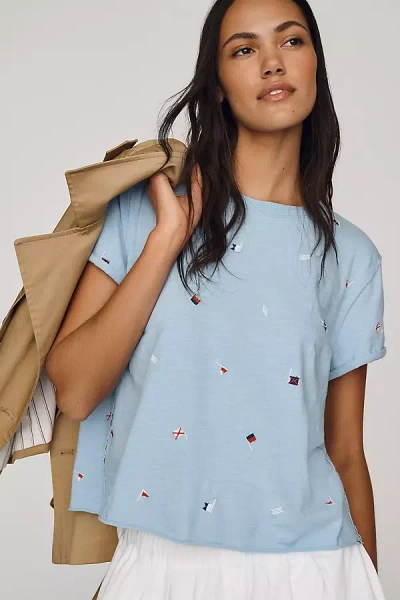 Maeve The Caitlin Embroidered Boxy Tee By  In Blue