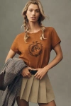 Maeve The Caitlin Embroidered Boxy Tee By  In Brown