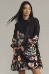 Maeve The Caroline Tie-neck Mini Dress By  In Black