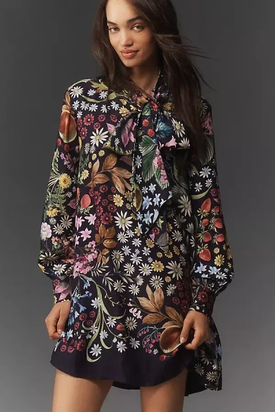 Maeve The Caroline Tie-neck Mini Dress By  In Blue