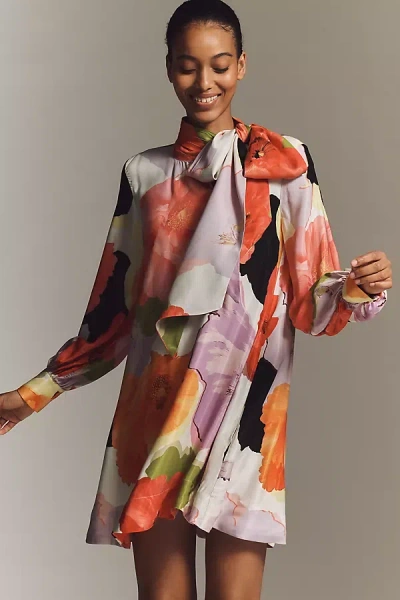 Maeve The Caroline Tie-neck Mini Dress By  In Multi