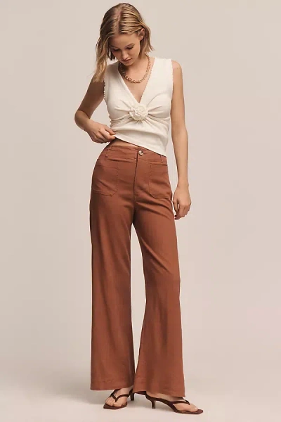 Maeve The Colette Beachy Linen Full-length Wide-leg Trousers By  In Brown