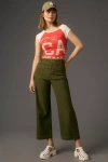 Maeve The Colette Contrast-stitch Cropped Wide-leg Pants By  In Green