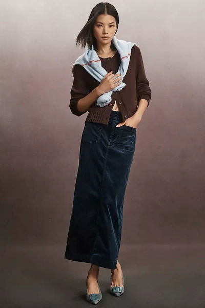 Maeve The Colette Corduroy Maxi Skirt By  In Blue