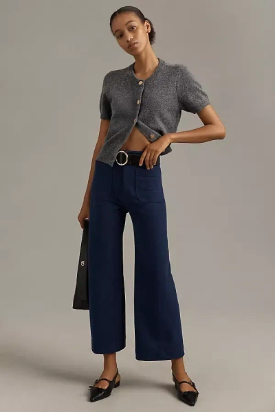Maeve The Colette Cropped Wide-leg Pants By : Brushed Knit Edition In Blue