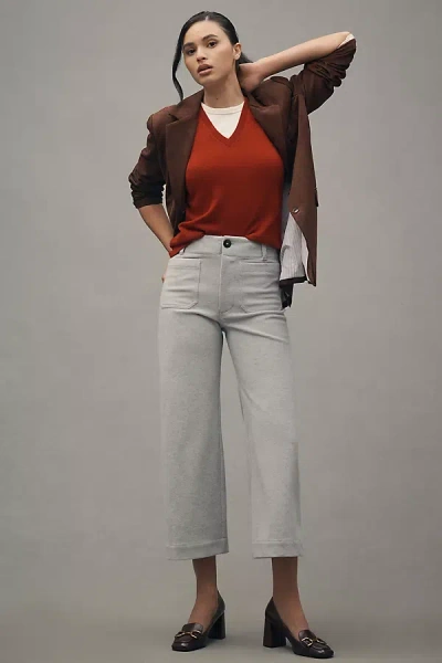 Maeve The Colette Cropped Wide-leg Pants By : Brushed Knit Edition In Grey