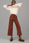 Maeve The Colette Cropped Wide-leg Pants By : Contrast-stitch Edition In Brown