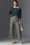 Maeve The Colette Contrast-stitch Cropped Wide-leg Pants By : Magic Fabric Edition In Green