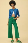 Maeve The Colette Cropped Wide-leg Pants By : Contrast-stitch Edition In Green