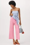 Maeve The Colette Cropped Wide-leg Pants By : Contrast-stitch Edition In Pink