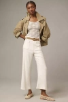 Maeve The Colette Cropped Wide-leg Pants By : Contrast-stitch Linen Edition In White