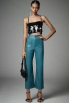 Maeve The Colette Cropped Wide-leg Pants By : Faux-leather Edition In Blue