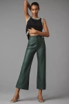 Maeve The Colette Cropped Wide-leg Pants By : Faux-leather Edition In Blue