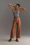 Maeve The Colette Cropped Vegan Leather Trousers In Brown